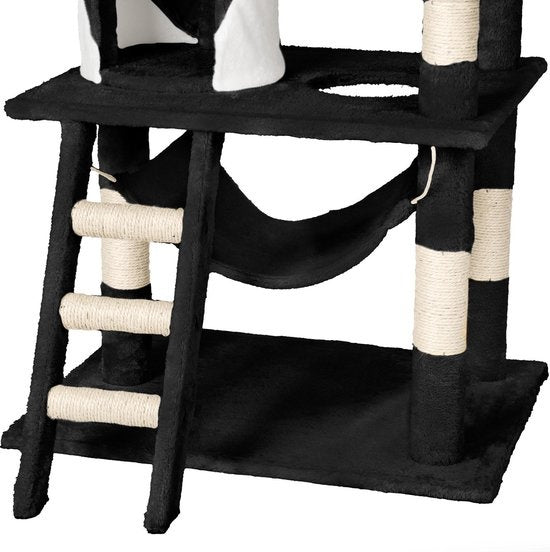 tectake Stokely Kratzbaum - 141 cm - Schwarz/Weiß