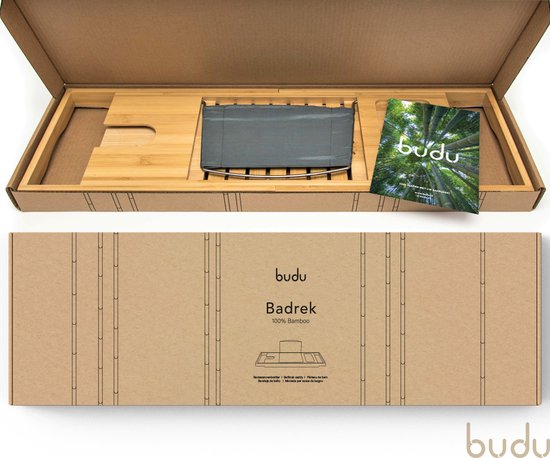 Budu Badebrett Bambus - Badebrett für die Badewanne - Verstellbares Badregal - Badebrett aus Holz - Badregal - Badebrett Holz - 70-105 cm