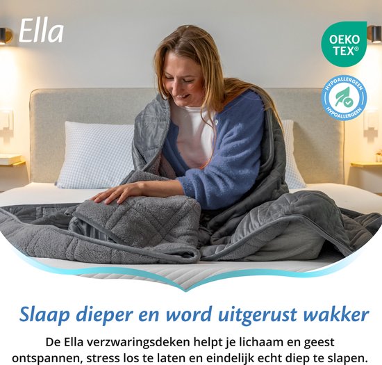 Ella Beschwerungsdecke 9 kg - Samt & Sherpa Schwergewicht Decke OEKO-TEX - Beschwerungsdecke 135 x 200cm - Beschwerungsdecke - Grau