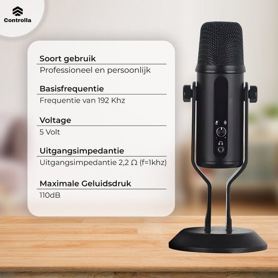 Controlla USB-Mikrofon - Kondensatormikrofon für PC - Gaming-Mikrofon - Streaming - Podcast-Mikrofon