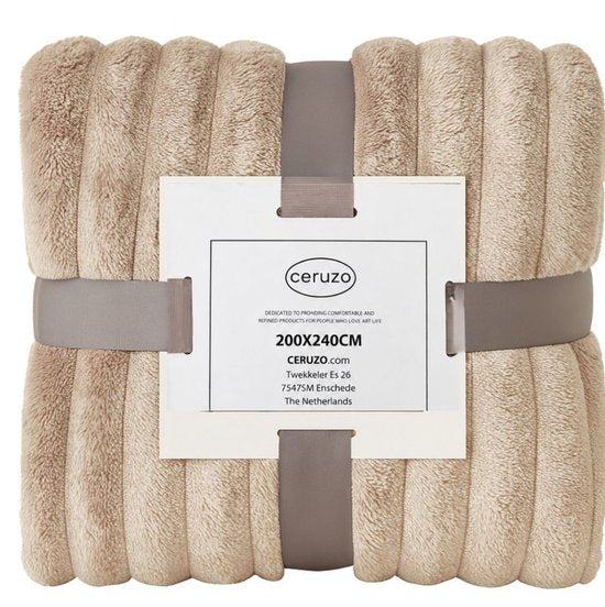Ceruzo Fleece-Decke 200 x 240 cm – XXL-Plaid – Taupebraun – Weiches Fleece – Tagesdecke für Doppelbett