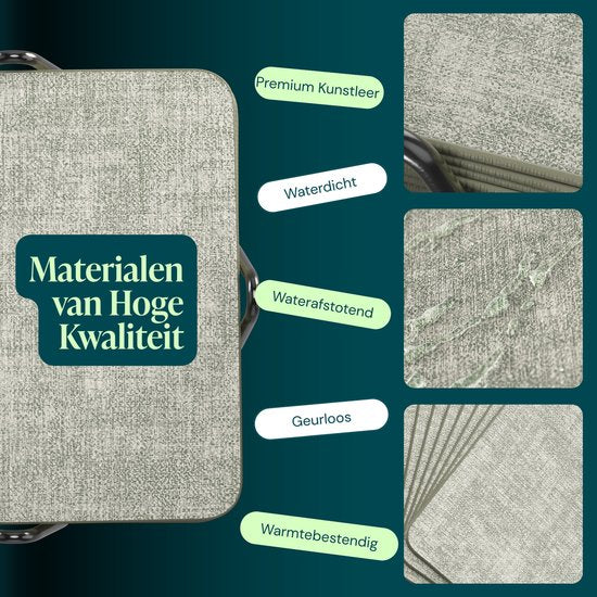 Castagnola Untersetzer aus Kunstleder – Untersetzer für Gläser – Design-Untersetzer mit Halter – Untersetzer-Set aus Kunstleder mit Metallhalter – Leder – 10er-Set – Grün meliert – 10 x 10 cm