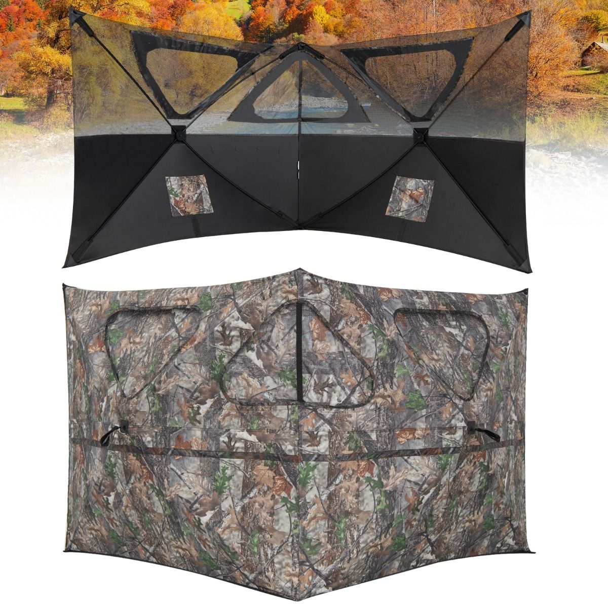 Coast Hunting Lodge Portable mit Fenster - 148 x 113 cm - Camouflage