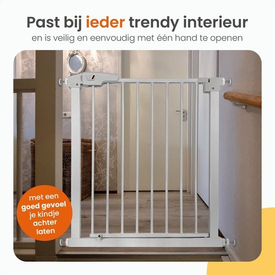 Goliving Treppengitter ohne Bohren - Klemmenbefestigung - Klemmenmodell - erweiterbar - Metall - 78 bis 93 cm - Weiß