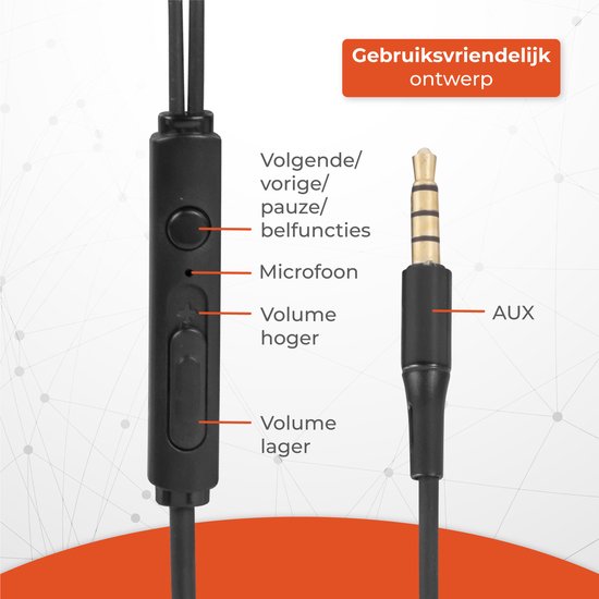 Nuvance - Ohrhörer mit Kabel - 3,5-mm-Klinkenanschluss - Ohrhörer mit Kabel - In-Ear-Kopfhörer mit Kabel und Mikrofon - Schwarz