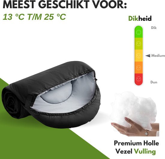 Vertrex Tri-Season Adventure Mumienschlafsack - Schlafsäcke Erwachsene - Camping - Schwarz