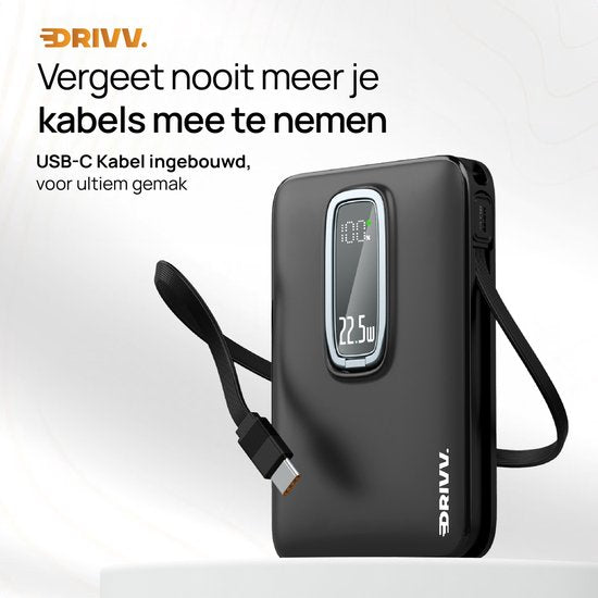 Powerbank 10.000 mAh, MagSafe-kompatibel, mit USB-C-Kabel – 3-in-1-Design – 22,5 W kabellose Powerbank – inklusive 60-W-Ladekabel – Schnellladefunktion – USB & USB-C – Schwarz