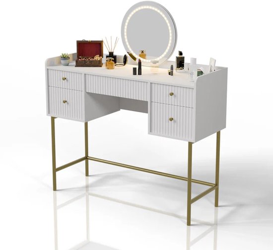 Schminktisch Samira - Inkl. Spiegel und LED - Weiß