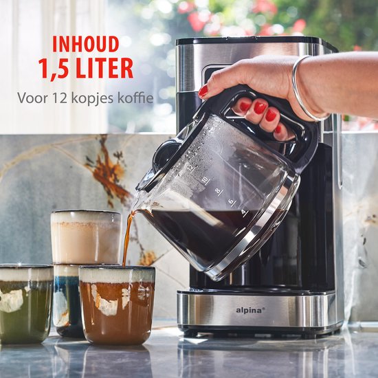 alpina Filterkaffeemaschine - 900W - 1,5 L - Grau/Schwarz