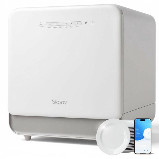 Skoov Mini-Geschirrspüler Freistehend - 43 x 45 x 46 cm - 900 Watt - Mit 6 Programmen - 5 Liter Wasserverbrauch - Kunststoff/Metall - Weiß