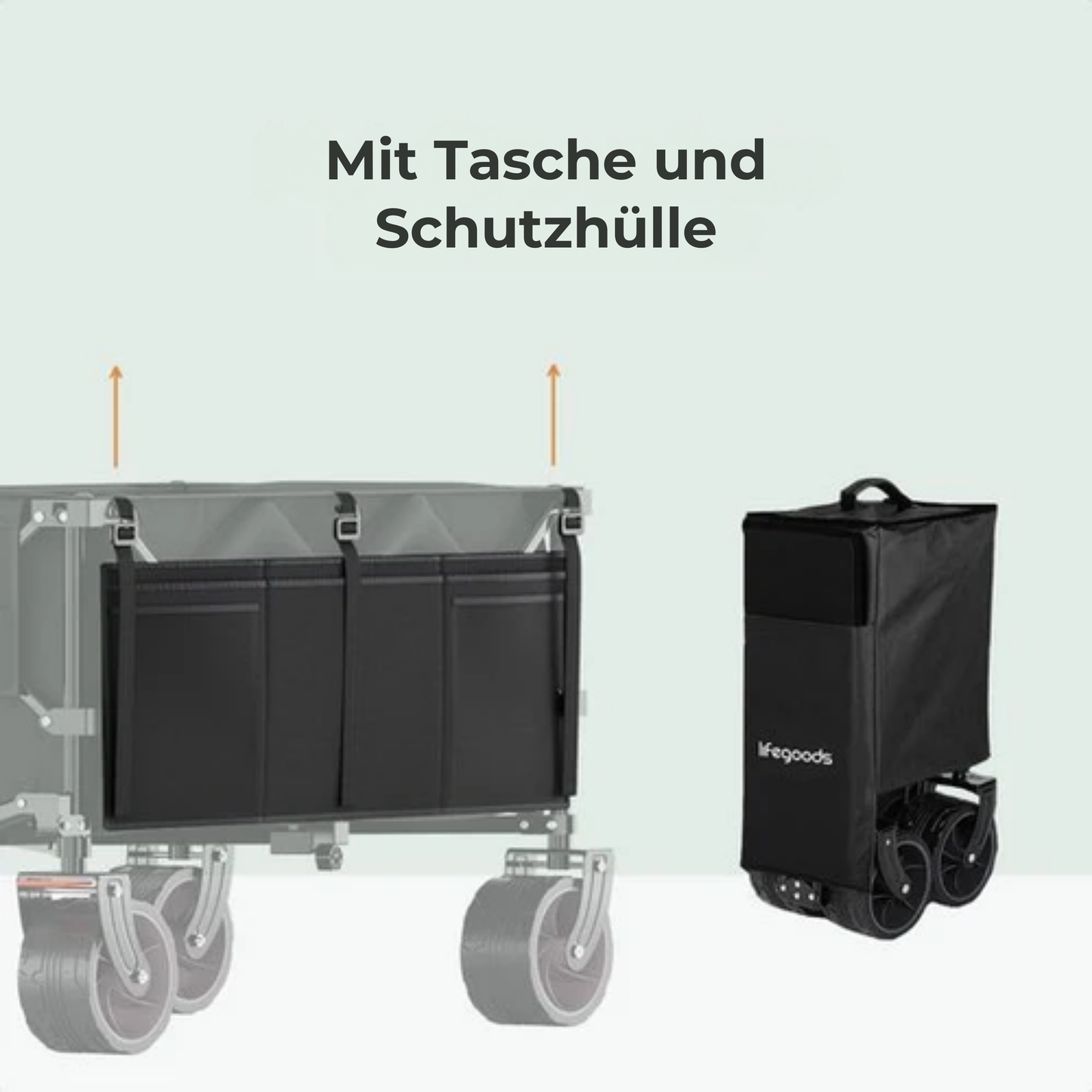 LifeGoods Wagon - XXL - Faltbar - 300L - 150KG Tragfähigkeit - Schwarz
