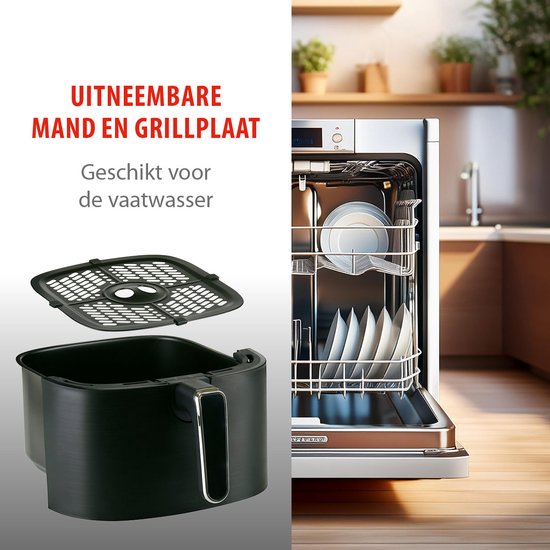 alpina Airfryer XL – Heißluftfritteuse 6 l – Air Fryer für 2 bis 5 Personen – Heißluftofen mit digitalem Touchscreen – Einstellbare Temperatur von 80 bis 200 Grad – Timer-Funktion – 8 Kochprogramme