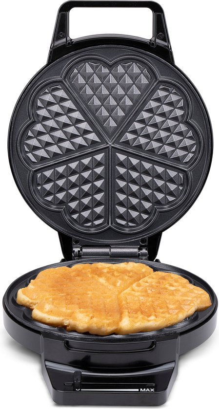alpina Waffeleisen Herzform - Waffelmaschine - 1000W - Schwarz