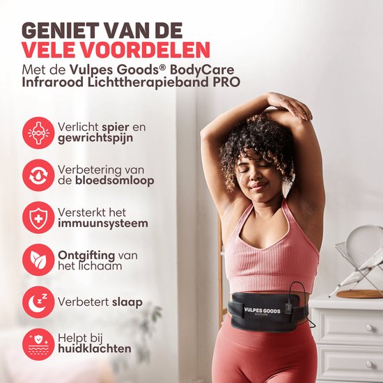 Vulpes Goods® BodyCare Infrarot-Rückenband - Tragbar - Infrarot-Therapie - Wärmeband - Für unterer Rücken, Schultern, Nacken, Beine - PRO