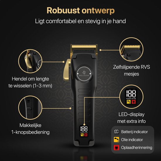 Wellshave Clippers Men Pro - Trimmer für Kopf & Bart - Clippers Men Head Hair - Haartrimmer Men - Haarschneider - Trimmer