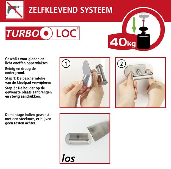 WENKO Turbo-Loc® Toilettenpapierhalter mit Klappe Orea Edelstahl schwarz matt – Toilettenpapierhalter – WC-Rollenhalter – Befestigung ohne Bohren – Selbstklebend – 10 Jahre Garantie