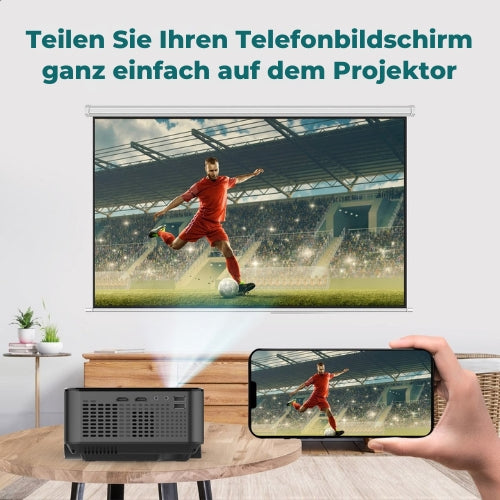 Spoused - Mini-Beamer - Full-HD - 12.000 Lumen - Streaming von Ihrem Telefon mit WiFi - Schwarz - Android