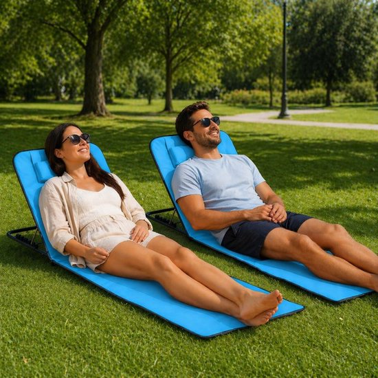 Ceruzo Strandmatten-Set 2 – Verstellbare Rückenlehne – Zusammenklappbar – Aquablau