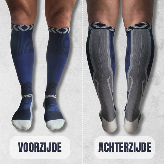 Sandside Support Socks - Kompressionssocken - Laufsocken - Premium Active - Dunkelblau - Größe 36-40 S/M -2 Paar