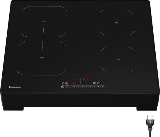 KitchenBrothers Induktionskochfeld - Freistehendes Induktionskochfeld - 60 cm - 4 Zonen - 1x Flexzone - 1 Phase - bis zu 3500W - Schwarz