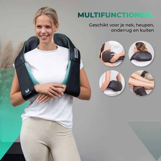 Massagerr® Shiatsu-Massagekissen 2.0 - Kabellos - Nackenmassagegerät - Inkl. Tragetasche und Stressball - Massagegerät für Rücken, Nacken und Schulter - Infrarot-Wärmefunktion - Rückenmassage - Massagegeräte