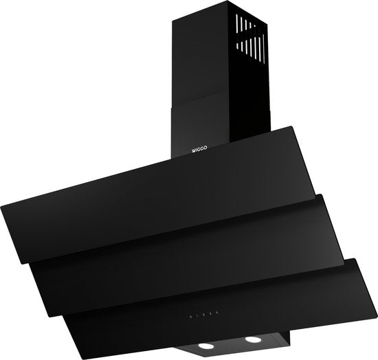Wiggo Schräge Dunstabzugshaube – Triple Glas ECO-Modell – 90 cm – Schwarz