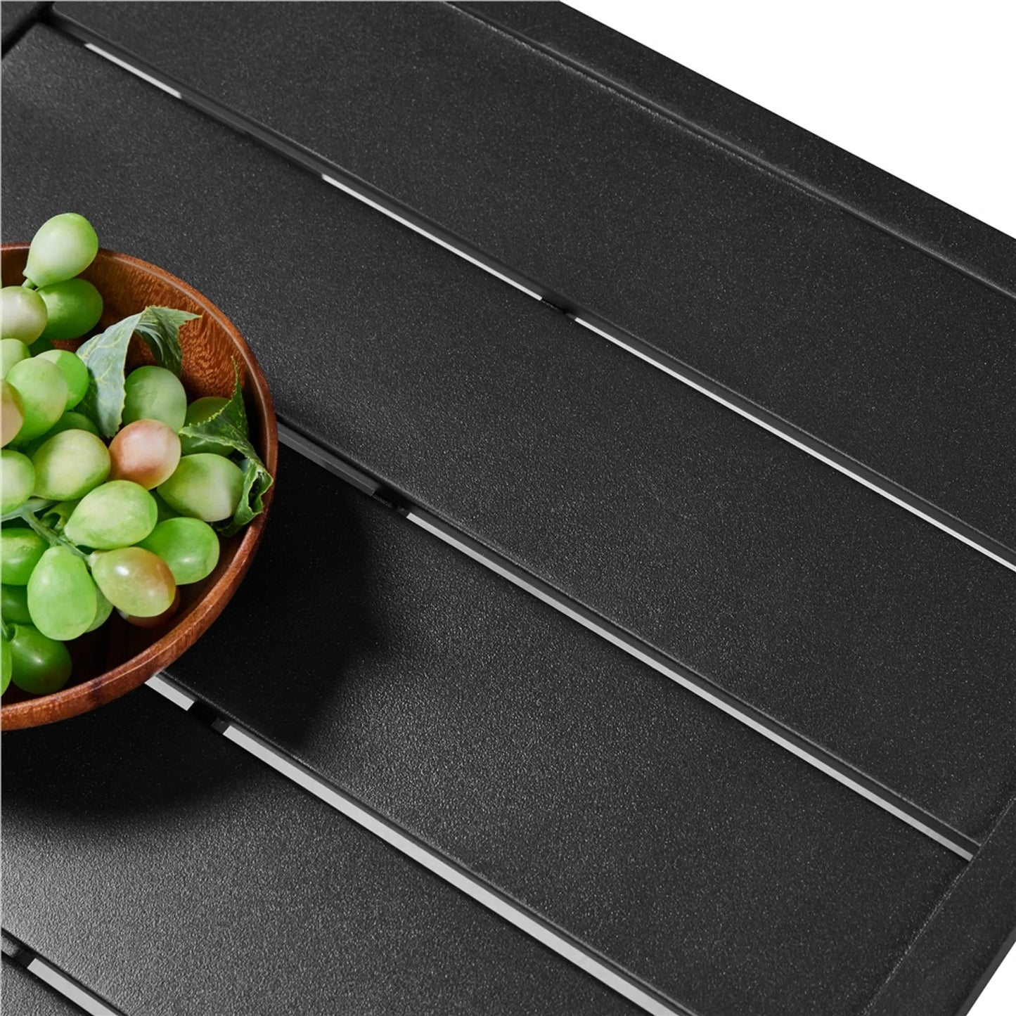 Yaheetech Outdoor Beistelltisch Quadratisch - Ausgestattet mit Latten-Tischplatte und elektrophoretische Pulverbeschichtung und Support Bar - Für Garten Balkon und Terrasse - Schwarzes Metall - 45 x 45 x 45,5 cm