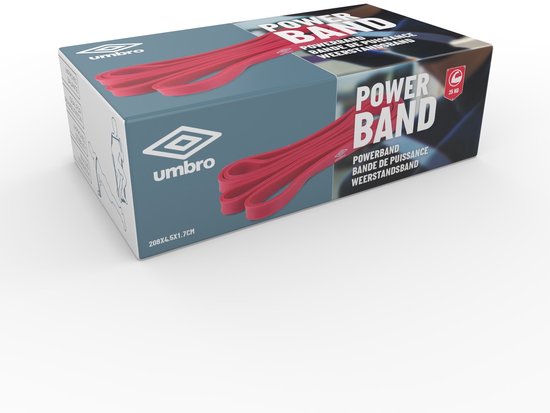 Umbro Widerstandsband 25 kg – Fitness-Elastikband für Krafttraining und Rehabilitation – Fitnesszubehör – Widerstandsband 208 x 4,5 x 1,7 cm – Kunststoff – Rot