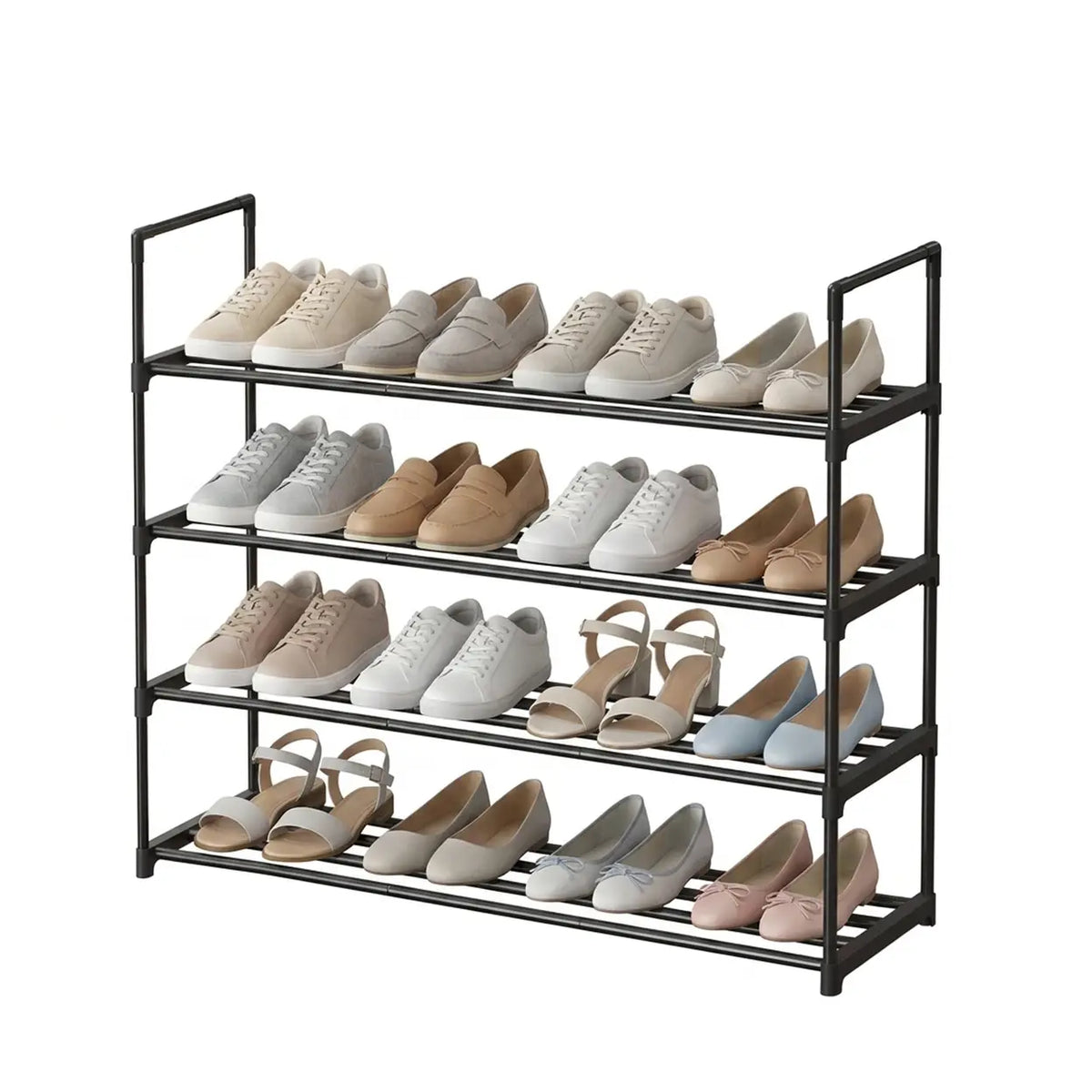 JOYFURNOS Schuhregal, 4-stöckig – schwarz – 30 × 92 × 74 cm