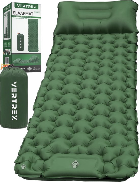 Vertrex Inflate-X1 Schlafmatte mit eingebauter Pumpe - Luftbett - 1 Person - Moosgrün