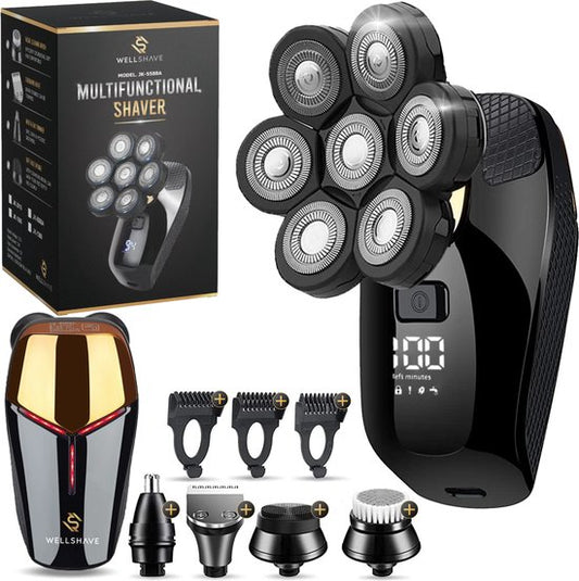 Wellshave 5 in 1 Shaver Men Deluxe - Gesichts- und Kopfrasierer - Nass- und Trockenrasierer - Nasentrimmer - Schädelrasierer