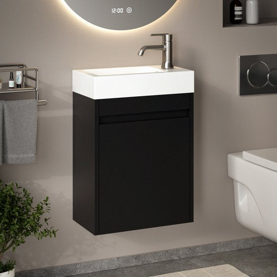 Mirlux WC-Schrank, mattschwarz – Waschbeckenunterschrank – WC-Schrank – WC-Möbel – 40 cm