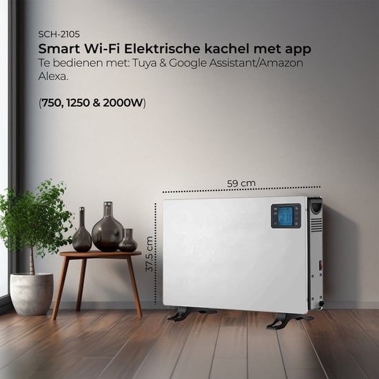 Denver Elektroherd - 750/ 1250/2000W - Zeitschaltuhr - Temperatureinstellungen - Tuya App - Thermostat - Konvektomaten - Google Assistant & Amazon Alexa - SCH2105