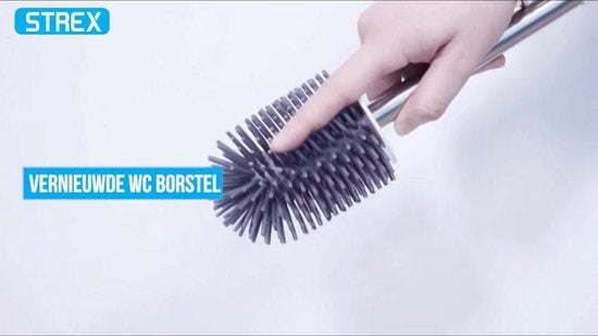 Strex Toilettenbürste Silikon mit Halter - Schnell trocknend, hygienisch und antibakteriell - Toilettenbürste - Toilettenbürstenhalter