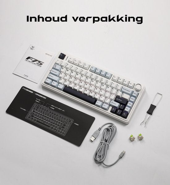 EPOMAKER x AULA F75 – Hellblau – Mechanische kabellose Tastatur – RGB – 75 % – QWERTY – Gaming-Tastatur – Reaper-Switch