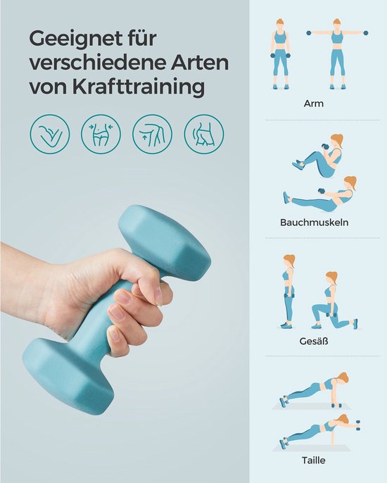 Songmics Hantelset – 2-teilig – 2 × 2 kg – Neopren – Türkis