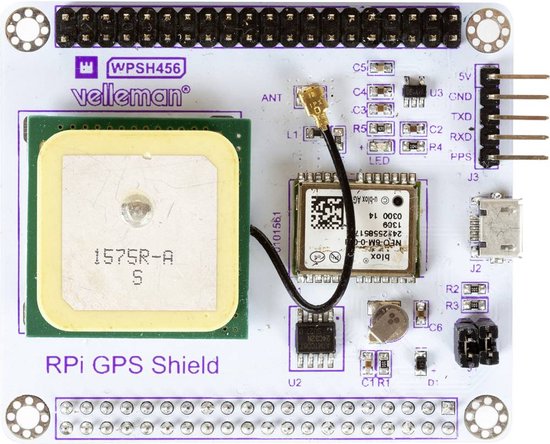 Whadda NEO-6M GPS Schild für Raspberry Pi, u.fl Anschluss, Keramikantenne, 50-Kanal GPS Empfänger