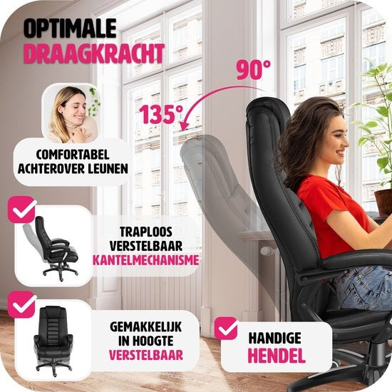 tectake - Luxuriöser Design-Bürostuhl Chefsessel - Schwarz