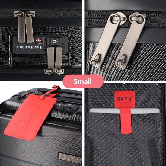 ONYX® - 2-teiliges Kofferset - Handgepäck mit Fronttasche und Check-in-Koffer - 35L/100 L - TSA-Schloss - Leichtgewicht-Trolley - Aluminiumverschluss - Schwarz