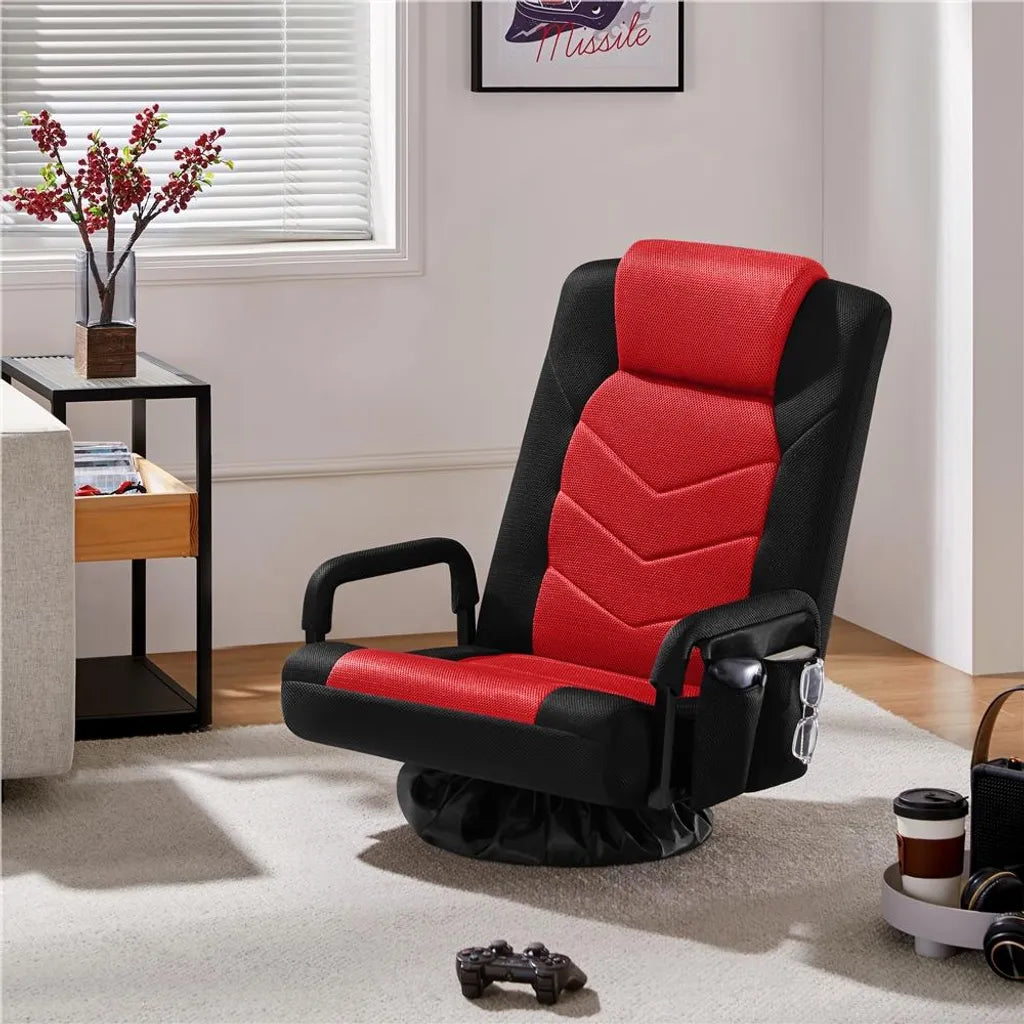 Yaheetech Drehbarer Gaming-Stuhl – Verstellbarer Gaming-Stuhl mit Armlehnen und Seitentasche