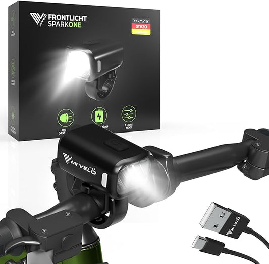 MIVELO Fahrradlicht-Set - USB aufladbar & wasserdicht - 100 Lux - Smart One