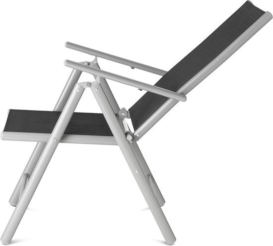 909 Outdoor - Gartenstühle - 2er Set - verstellbare Rückenlehne - klappbar - Sitzstühle - Aluminium und Textil - 69 x 56 x 106 cm