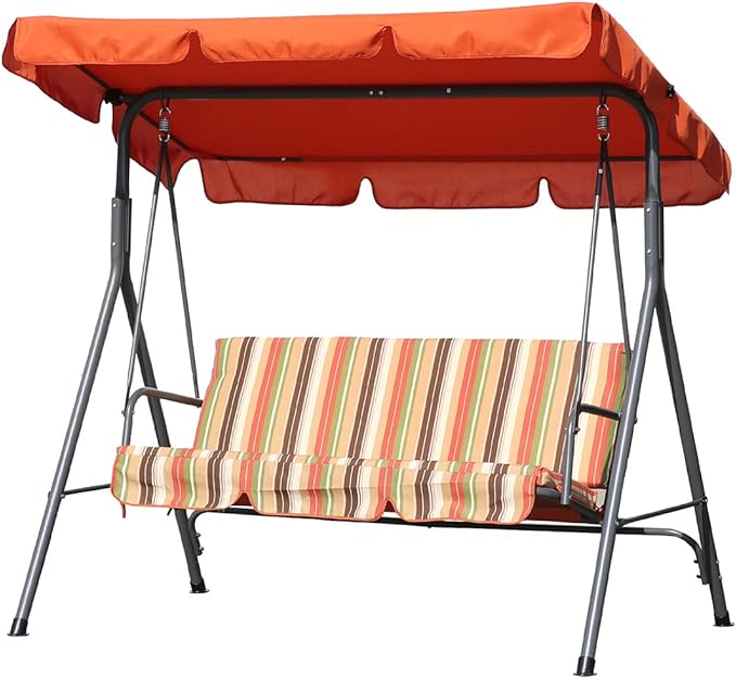 Angel Living Schaukelbank – 3-Sitzer – 169 x 110 x 151 cm – Terrakotta – mit Überdachung