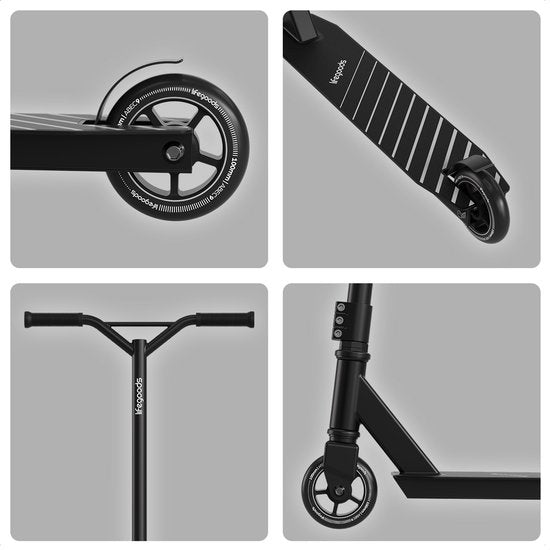 LifeGoods Stuntstep Fly Pro - 6+ Jahre - Schritt für Kinder - Jungen/Mädchen - 100mm - 100KG - Schwarz
