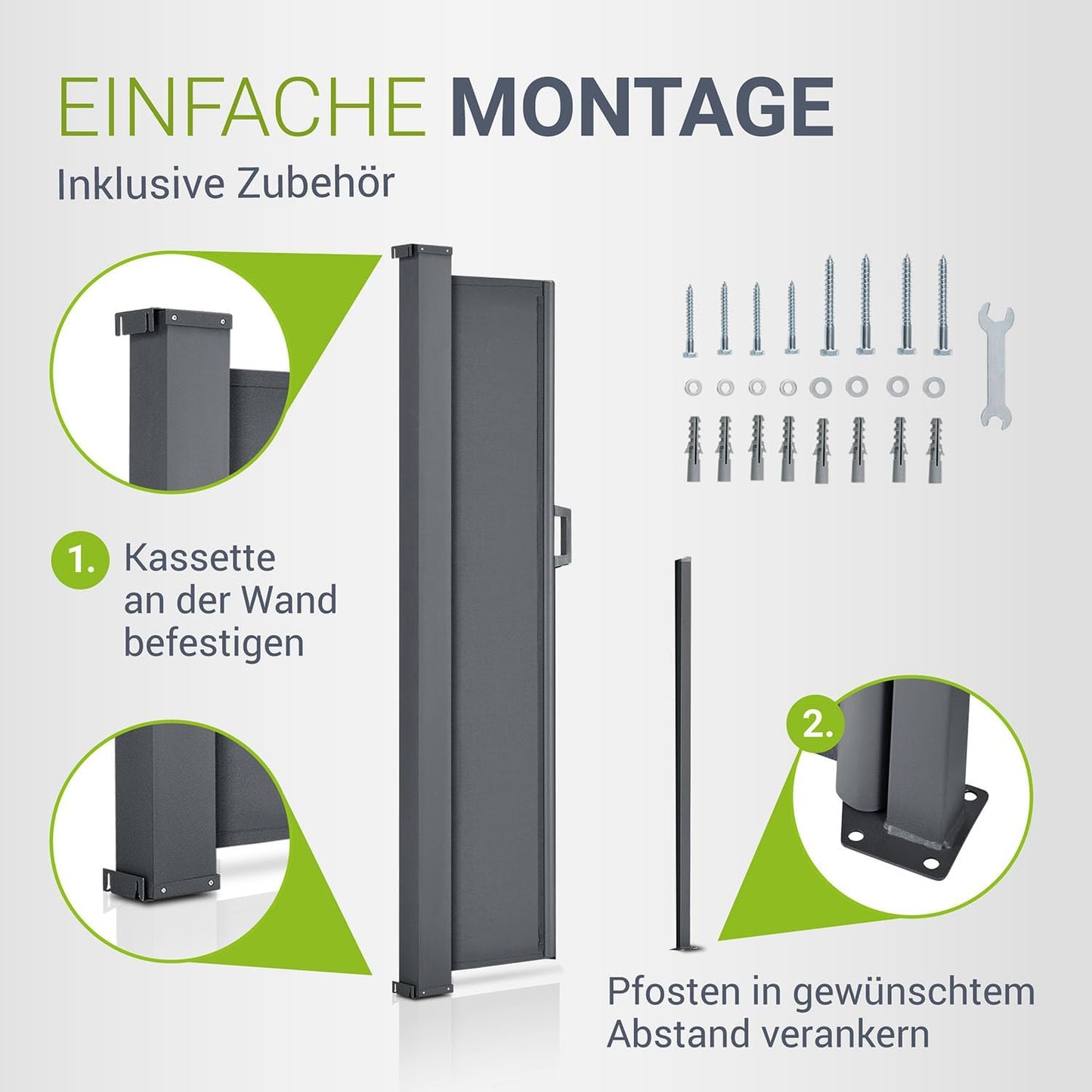 Juskys Windschutzscheibe – verstellbar – 500 x 180 cm – Anthrazit