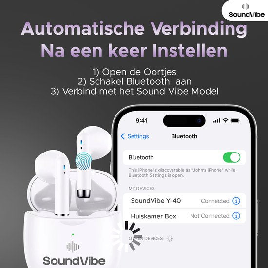 SoundVibe® - Kabellose Kopfhörer mit Geräuschunterdrückung - Weiß - Bluetooth-Kopfhörer - Kopfhörer mit Geräuschunterdrückung - Kabellose Kopfhörer - Kabellose Kopfhörer