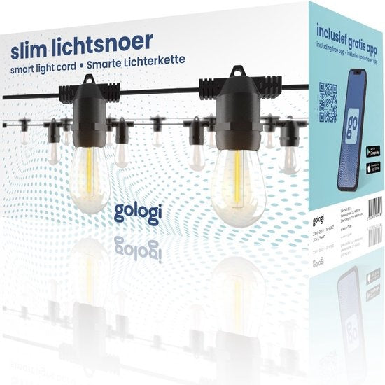 Gologi Lichterkette für Innen und Aussen - Lichtgirlande 5M - Gartenbeleuchtung LED - Warmes Umgebungslicht 2700K - Wasserdicht - Intelligente Beleuchtung mit App - Verkettbar bis zu 20M