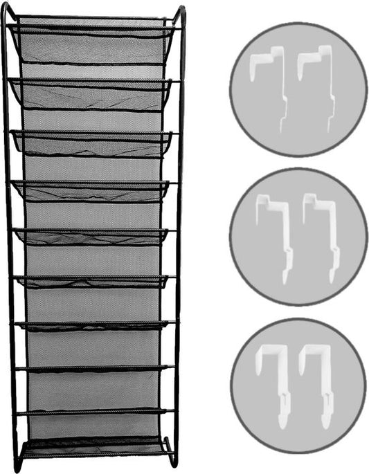 O'DADDYÂ¬Ã† Hängeschuhhalter Metalltür - Geeignet für aufrechte und stumpfe Türen, beidseitig - 20 x 51 x 182 cm - Schwarz