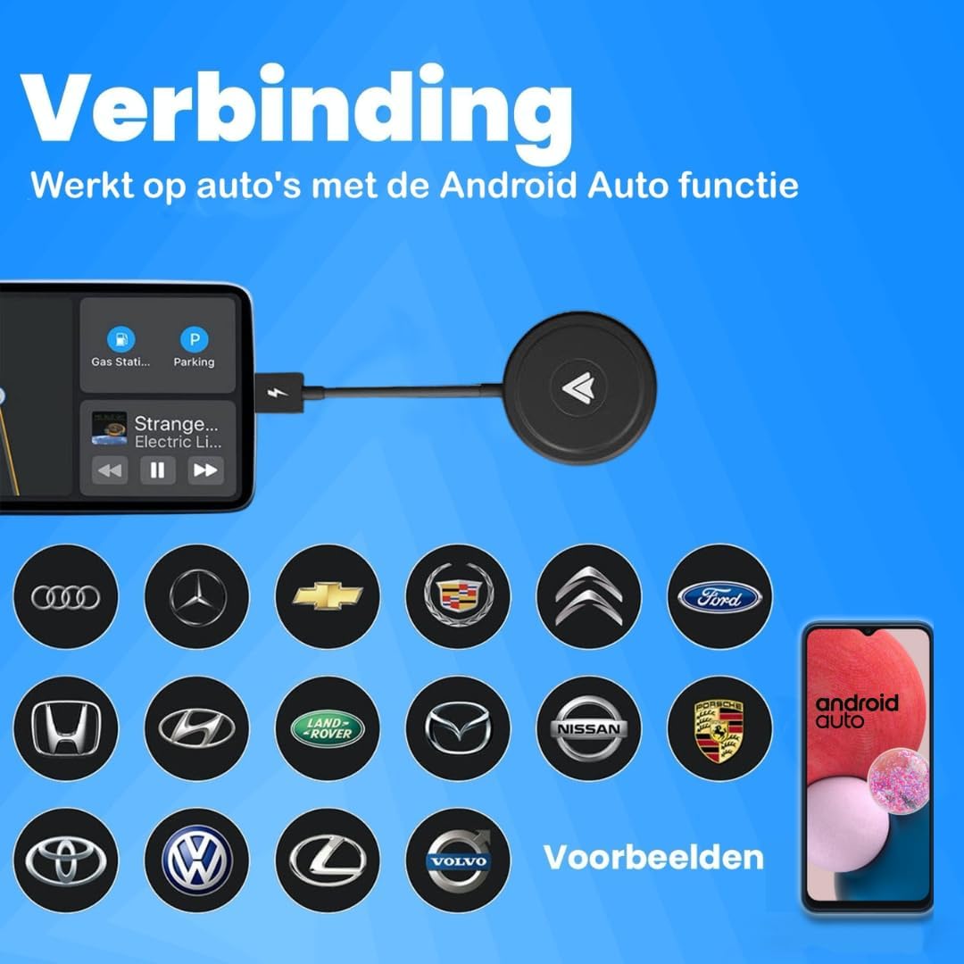 CarMe Luxury Android Auto Dongle - Drahtloses Android Auto - USB-A & USB-C - 5GHz Verbindung - Automatische Verbindung - Kompaktes Design - Schwarz