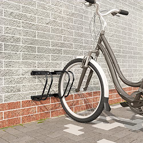 Woltu Fahrradträger für 2 Fahrräder Schwarzes Metall - Boden- und Wandbefestigung